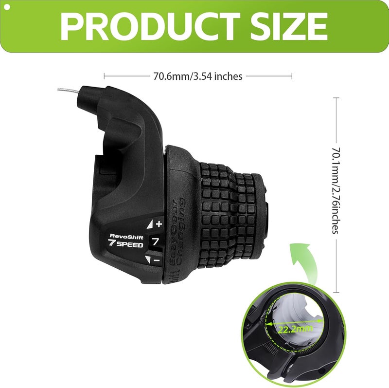 Tailcle RS25-3X7 Speed Bike Gear Shifter, Bicycle Revoshift Right SL-RS25-3X7 Shift Lever Bicycle Twist Grip Thumb Gear Shifter for MTB Mountain Bike (RS25-3X7 Speed Bike Shifter) - Image 2